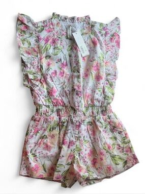 Janie and Jack Girls Size 6 Floral Smocked Romper NWT